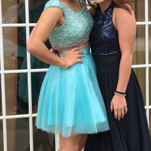 Light blue, two-piece formal dress